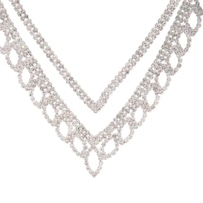 Lovisa Silver Diamante Leaf Earrings Necklace Set