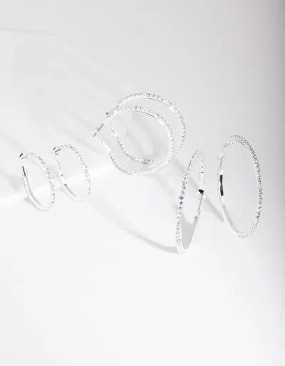 Lovisa Silver Diamante Multi Hoop Earring Pack