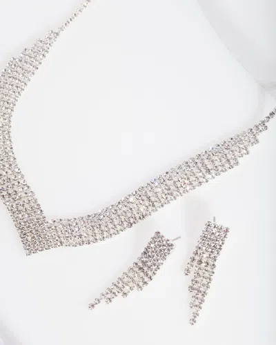 Lovisa Silver Diamante Necklace And Earrings Set