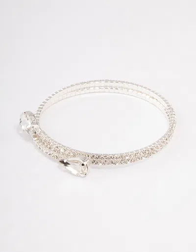 Lovisa Silver Diamante Pearl Double Row Cuff Bangle