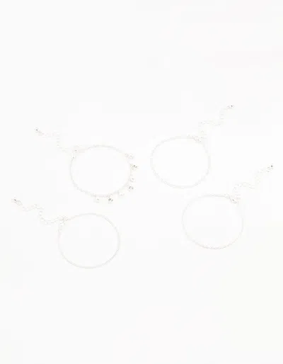 Lovisa Silver Diamante Pearl Droplet Bracelets 4-pack
