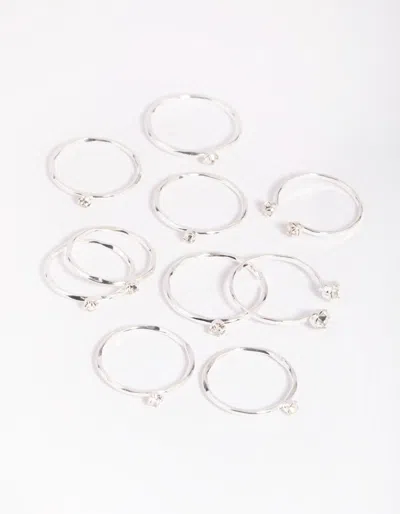 Lovisa Silver Diamante Ring Stack 8-pack