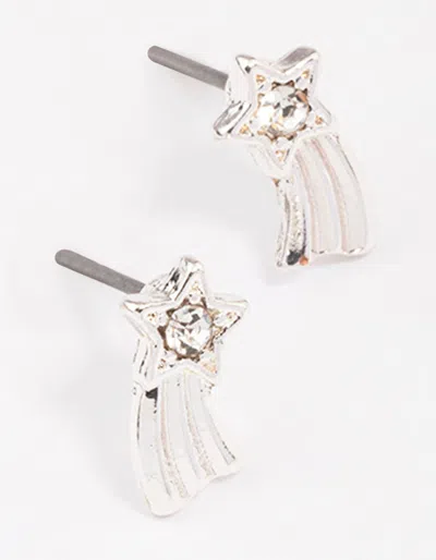 Lovisa Silver Diamante Shining Star Stud Earrings In Transparent