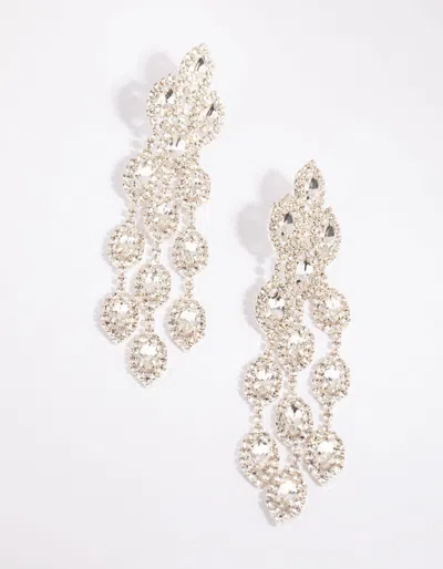 Lovisa Silver Diamante Statement Teardrop Earrings