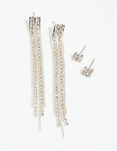 Lovisa Silver Diamante Stud Earring Set
