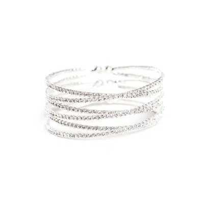 Lovisa Silver Diamante Zig Zag Cuff In Metallic