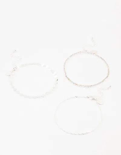 Lovisa Silver Disc & Cupchain Anklets 3-pack