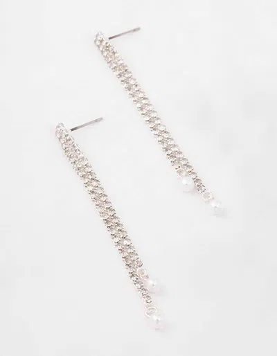 Lovisa Silver Double Cupchain Pearl Drop Earrings