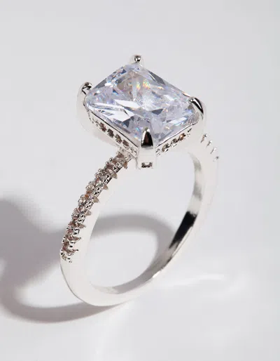 Lovisa Silver Emerald Cut Cubic Zirconia Diamante Band Ring