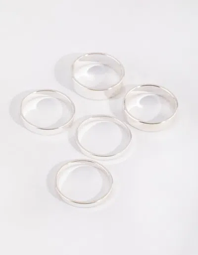Lovisa Silver Flat Band Ring 5-pack