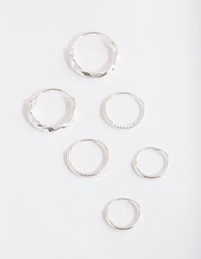 Lovisa Silver Graduating Textured Hoop Earring Pack