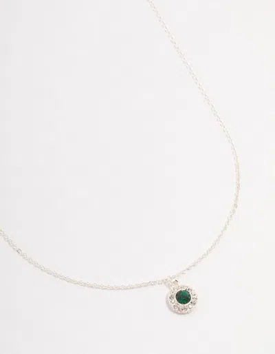 Lovisa Silver Halo Czech Crystal Necklace In Green