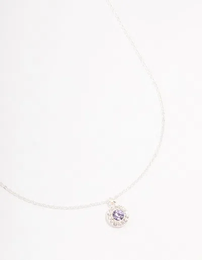 Lovisa Silver Halo Czech Crystal Necklace In Purple