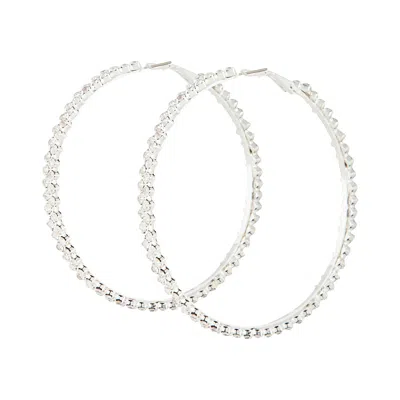 Lovisa Silver Large Stone Set Hoop Earrings