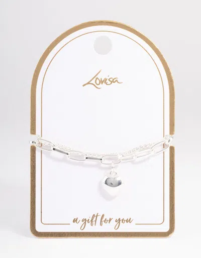 Lovisa Silver Layered Chain Heart Bracelet