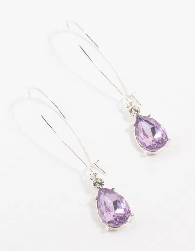 Lovisa Silver Long Hawker Purple Pear Diamante Drop Earrings