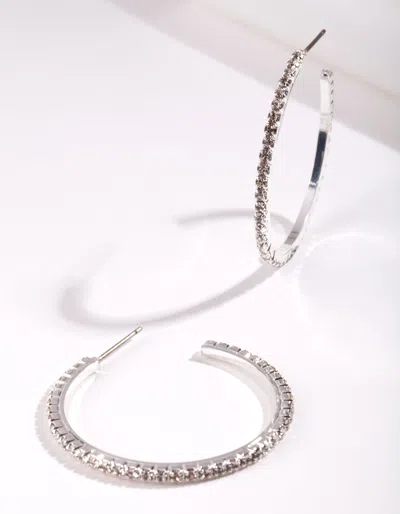Lovisa Silver Medium Diamante Hoop Earrings
