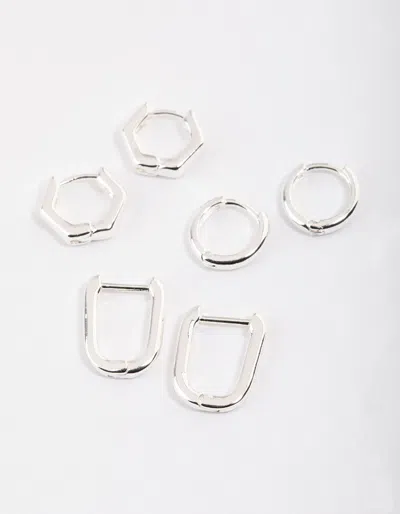 Lovisa Silver Mini Shape Huggie Earrings 3-pack
