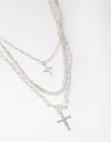 Lovisa Silver Mix Chain Cross 4-row Necklace In Silver
