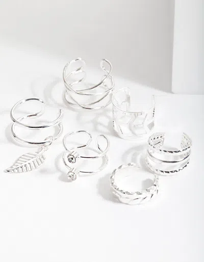 Lovisa Silver Mixed Leaf Ear Cuff 6-pack