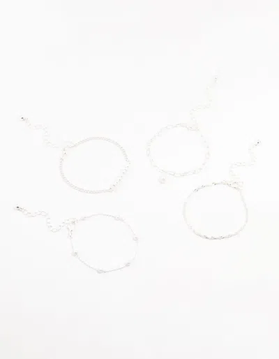 Lovisa Silver Paperclip Pearl Bracelets 4-pack