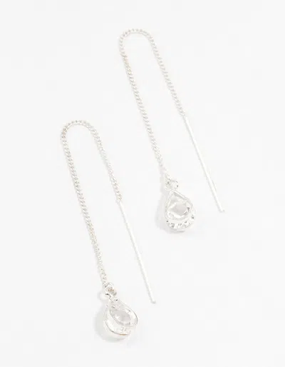 Lovisa Silver Pear Czech Crystal Thread Through Earrings