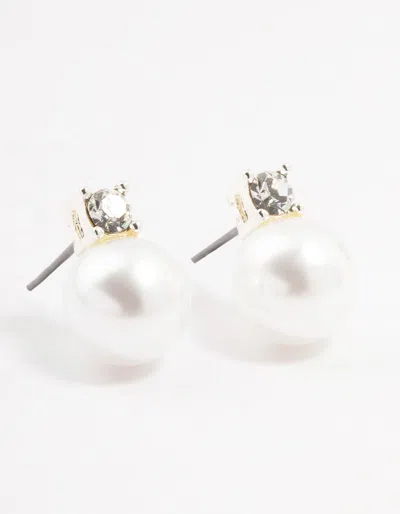 Lovisa Silver Pearl & Bohemia Czech Crystal Stud Earrings In White