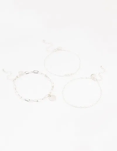 Lovisa Silver Pearl Disc Drop Anklets 3-pack