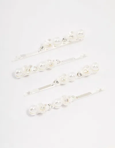 Lovisa Silver Pearl Mini Flower Hair Clip 4-pack