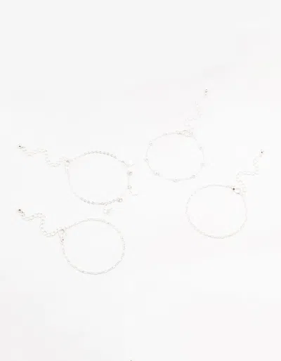 Lovisa Silver Pearl Stone Butterfly Bracelets 4-pack