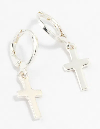 Lovisa Silver Plain Cross Huggie Earrings