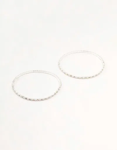Lovisa Silver Plated Alternating Mini Cubic Zirconia & Pearl Bracelets 2-pack
