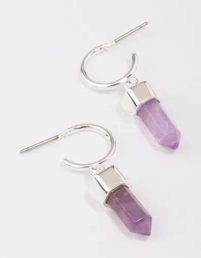 Lovisa Silver Plated Amethyst Drop Earrings In Purple