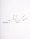 Lovisa Silver Plated Baguette Huggie Earring 3-pack Premium Silver Plated On Brass Hypoallergenic Elegant A In Multi