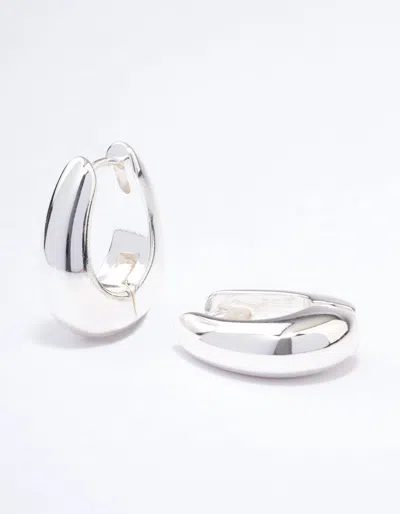 Lovisa Silver Plated Chunky Oval Huggie Earrings In White