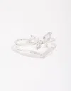 Lovisa Silver Plated Cubic Zirconia Butterfly Double Band Ring In Silver