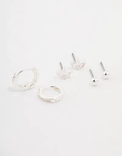 Lovisa Silver Plated Cubic Zirconia Marquise Earring 3-pack In Gold