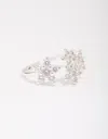 Lovisa Silver Plated Cubic Zirconia Open Flower Ring In Silver