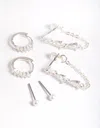 Lovisa Silver Plated Cubic Zirconia Pear Chain Earrings 6-pack In Multi
