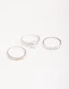 Lovisa Silver Plated Cubic Zirconia Teardrop Stone Ring 3-pack In Silver