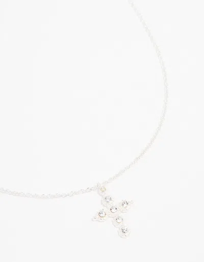 Lovisa Silver Plated Diamante Round Cross Necklace