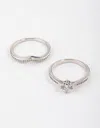 Lovisa Silver Plated Glamorous V-stack Ring Set In Silver