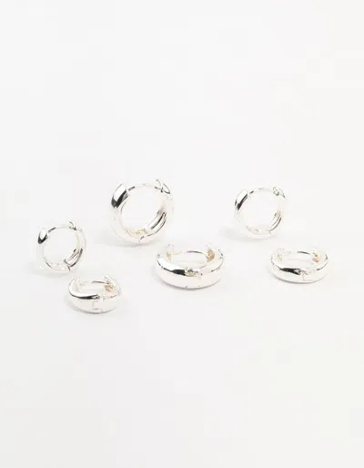 Lovisa Silver Plated Graduating Hoop Earrings 3-pack