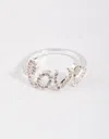 Lovisa Silver Plated Love Script Ring In Transparent