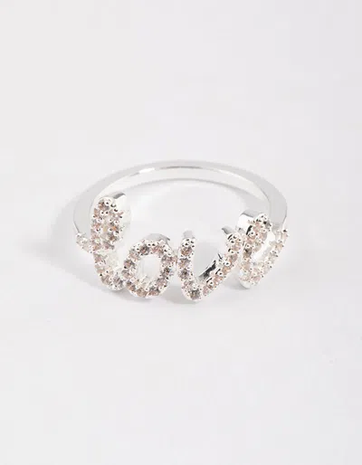 Lovisa Silver Plated Love Script Ring In Transparent