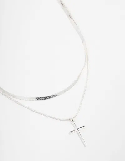 Lovisa Silver Plated Plain Cross Snake Necklace 2-pack