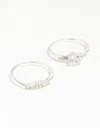 Lovisa Silver Plated Round Cubic Zirconia Ring Set In Silver