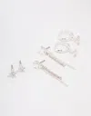 Lovisa Silver Plated Star Chain Earring 3-pack Premium Silver Plated On Brass Hypoallergenic Elegant And Ve In Multi
