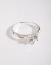 Lovisa Silver Plated Twisted Ring With Cubic Zirconia In Silver