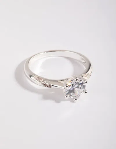 Lovisa Silver Plated Twisted Ring With Cubic Zirconia